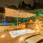 purple leaf solar led cantilever umbrella