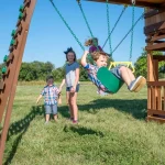 backyarddiscovery woodridge elite wooden swing set